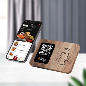 NFC Digital Food Menu Wooden Stand