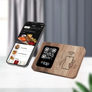 NFC Digital Food Menu Wooden Stand