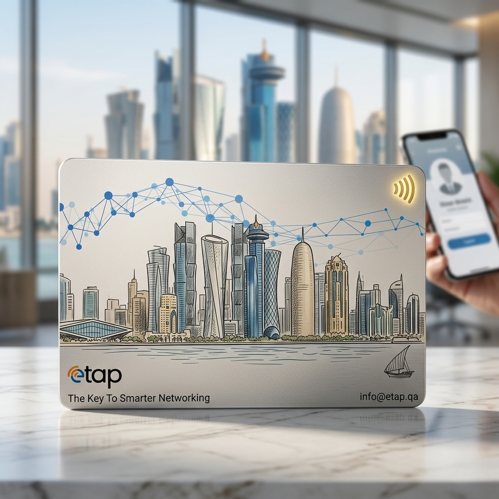 etap NFC digital business card with QR code and BioLink profile — Qatar
